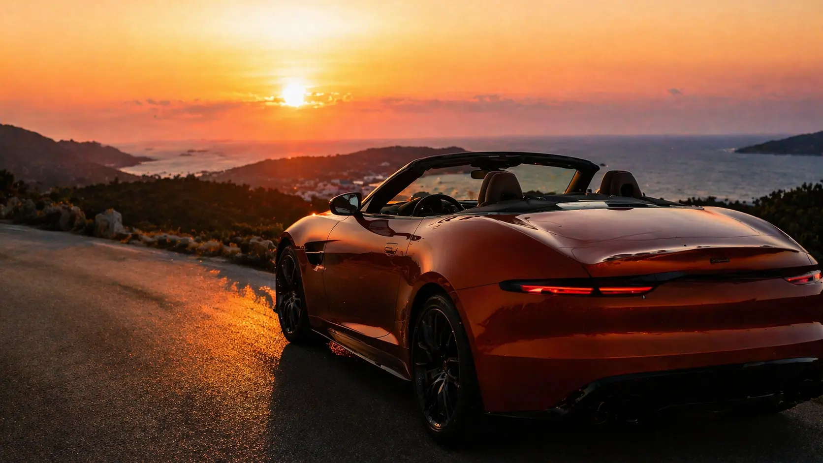 Descapotable de lujo Ibiza verano 2026 - coche descapotable al atardecer en la isla